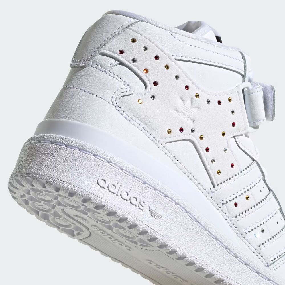 NWB Adidas Forum Mid x SWAROVSKI Rhinestone Crystals White Black Women's Size 9 - Picture 5 of 14